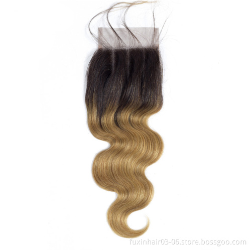 China Suppliers Mink Brazilian Virgin Hairs Three Part 1B 27 Ombre Hair Extensions With Closure
